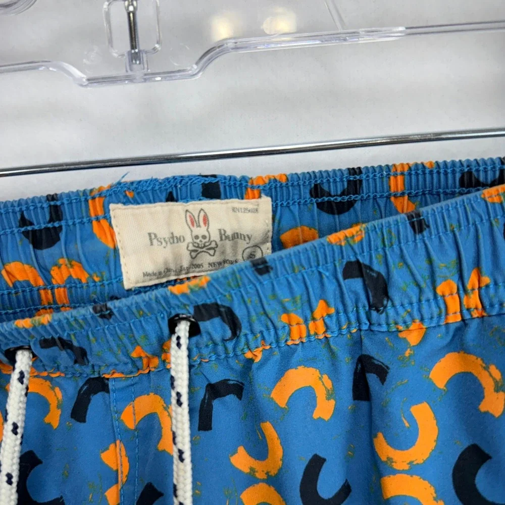 Psycho Bunny Swim Trunks Men S Blue Abstract Print Board Shorts Beach Pool Surf